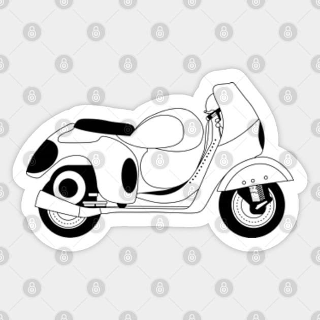 Vespa Corsa "Alloy Frame" Black Outline Sticker by kindacoolbutnotreally